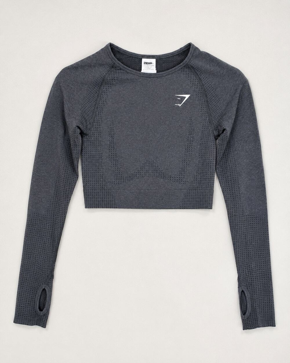 Gymshark Vital Seamless Long Sleeve Crop Gray Size Small Athletic Workout Top